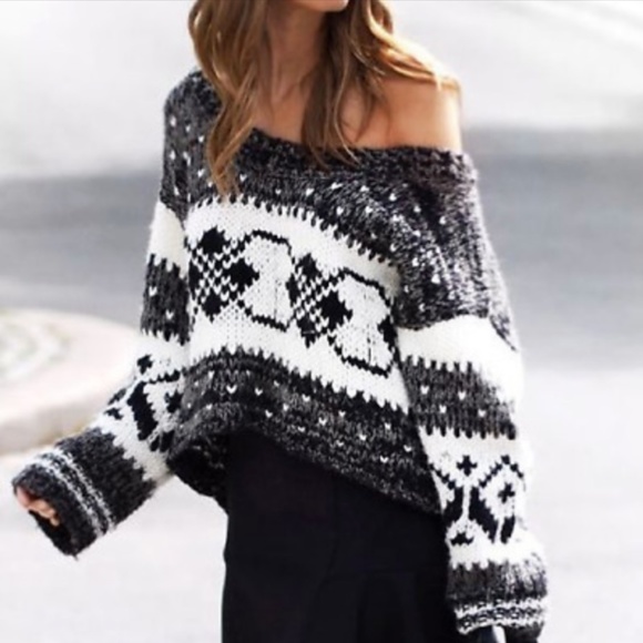 Free People Sweaters - Free People Cropped Geometric Sweater S